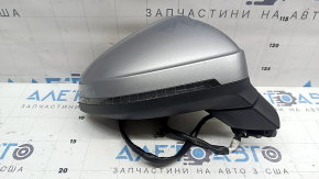 Зеркало боковое правое в сборе Audi A4 B9 17-19 15 пинов, поворотник, автозатемнение, под память, BSM, автоскладывание, серебро, сколы