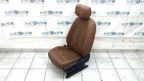 Водійське сидіння Audi A6 C8 19-25 з airbag, електричне, підігрів, вентиляція, шкіра світло-коричнева, чорний пластик, корозія кронштейна, мікротріщини