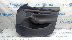 Обшивка дверей картка передня права Mazda 3 19-23 4d шкіра чорна, Japan built, з накладкою динаміка та заглушкою ручки, підлокітник та вставка шкіра чорна, коричнева строчка, подряпини