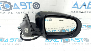 Зеркало боковое правое в сборе Jeep Compass 17-26 4+5 пинов, BSM, поворотник, подогрев, черный глянец, в клею