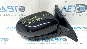 Зеркало боковое правое в сборе Jeep Compass 17-26 4+5 пинов, BSM, поворотник, подогрев, черный глянец, в клее