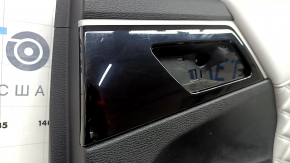 Обшивка двери карточка задняя правая Mitsubishi Outlander 22-23 черная с серой кожей, с подлокотником кожа серая, царапины