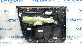 Обшивка двери карточка передняя правая Jeep Compass 22-26 черная, вставка и подлокотник кожа серая, коричневая строчка, с подсветкой