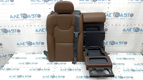 Спинка заднего ряда 2 ряд правая Volvo XC60 22-26 кожа коричневая Nappa, с подголовником, с подогревом, подлокотником и центральным черным ремнем, примята, сломано крепление фишки, царапины на пластике