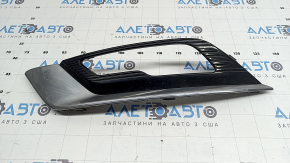Решетка переднего бампера левая Ford Fusion mk5 17-18 под птф LED глянец, с хром молдингом, сломано крепление, сколы