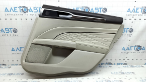 Обшивка дверей картка ззаду права Ford Fusion mk5 17-20 titanium, Platinum, шкіра сіра, з сірою вставкою під ромб, вставка під дерево, верхня накладка коричнева, з ручкою, подряпини, під хімчистку