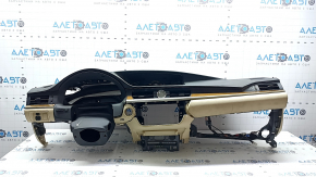 Торпедо передня панель з AIRBAG Lexus ES300h ES350 13-18 чорна з бежевими накладками, з годинником, з керуванням дзеркалами, під хімчистку