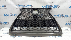 Решітка радіатора grill у зборі Lexus UX200 UX250h 19-26 F-SPORT, під парктроніки, темний хром, надломи, зламані кріплення, не заводські отвори