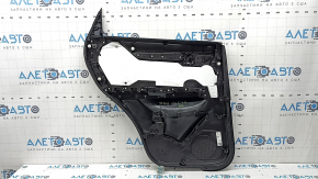 Обшивка двери карточка задняя правая Mazda CX-5 17-25 черная с черной вставкой кожа, подлокотник кожа черный, молдинг серый, с ручкой, царапина
