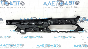 Накладка передней панели центральная Mazda CX-5 21-23 кожа черная под 10.3" дисплей, вставка серая, без дефлектора