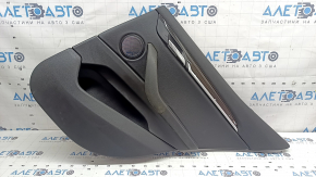 Обшивка дверей картка задня права BMW X2 F39 18-23 шкіра Sensatec, чорна, підлокітник та ручка шкіра чорна, молдинг під темне дерево з ручкою відкривання хром, з підсвічуванням та сітками динаміка, під хімчистку