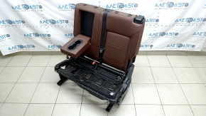 Спинка заднего ряда сидений 2 ряд левая VW Atlas 18-19 кожа коричневая, белая строчка, с каркасом, ремнем и подлокотником, отсутствует накладка