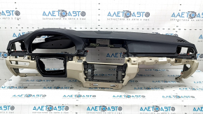 Торпедо передня панель з Airbag BMW 5 F10 11-16 шкіра Nappa чорно-бежева oyster, під проекцію, під чищення