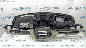 Торпедо передня панель з Airbag BMW 5 F10 11-16 шкіра Nappa чорно-бежева oyster, під проекцію, під чищення