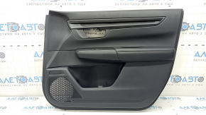 Обшивка двери карточка передняя правая Honda CRV 23-26 черная, подлокотник кожа черная с оранжевой строчкой, молдинг черный глянец, с управлением и накладкой управления стеклоподъемника