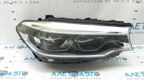 Фара передняя правая в сборе BMW 5 G30 17-20 адаптив LED Icon S552A, с блоками, без крепления, пожелтело стекло, паутинка