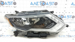 Фара передня права Nissan Rogue 17-20 галоген, пісок, тріщина в корпусі