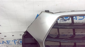 Грати радіатора grill у зборі Audi Q3 8U 16-18 з емблемою, чорний глянець, під цільний бампер, незаводські отвори, сколи