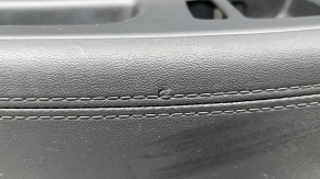 Обшивка дверей картка передня ліва Hyundai Santa FE 21-23 чорна, з накладкою, вставка та підлокітник шкіра чорна, молдинг сірий ромб, подряпини, під чищення