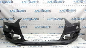 Бампер передній голий Audi A4 B8 13-16 рест, S-Line, срібло, під омивачі фар, без заглушок, подряпини, притиснутий, тріснуть, надламані кріплення, зламане кріплення
