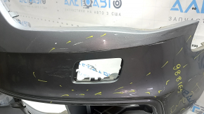 Бампер передний голый Audi A4 B8 13-16 рест, S-Line, серебро, под омыватели фар, без заглушек, царапины, прижат, треснут, надломаны крепления, сломано крепление