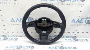 Руль голый Audi A4 B8 13-16 3 спицы, кожа черная, без кнопок, без накладки, царапины, потерт
