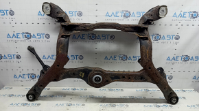 Подрамник задний Audi A4 B8 13-16 AWD ржавый, с рычагом, закис болт, микротрещины в 2 С/Б редуктора, заломаны 2 болта