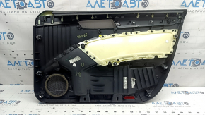 Обшивка дверей картка передня ліва VW Passat b8 16-19 USA чорна, з темно-сірою накладкою під дерево, вставка чорна шкіра, підлокітник шкіра чорна, потерта, вм'ятинка