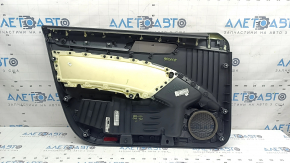 Обшивка дверей картка передня права VW Passat b8 16-19 USA чорна, з темно-сірою накладкою під дерево, вставка чорна шкіра, підлокітник шкіра чорна