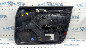 Обшивка дверей картка передня ліва Audi A3 8V 15-20 4d, 5d, чорна, шкіра, підлокітник шкіра чорна, сірий молдинг, подряпини