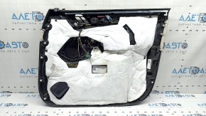 Обшивка дверей картка передня ліва BMW X7 G07 19-22 шкіра чорна Schwarz, вставка під дерево, з ручкою, підлокітник та вставка шкіра Elfenbein-Weiss, подряпини, під хімчистку
