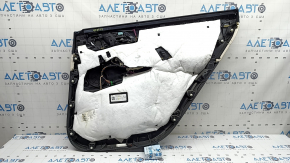 Обшивка дверей картка задня ліва BMW X7 G07 19-22 під шторку, шкіра чорна Schwarz, вставка під дерево, з ручкою, підлокітник та вставка шкіра Elfenbein-Weiss, подряпини, під хімчистку, надриви
