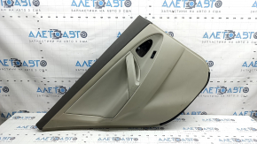 Обшивка двери карточка задняя левая Toyota Camry v40 07-11 бежевая с коричневым, вставка пластик, подлокотник кожа бежевая, с кнопкой управления стеклоподъемником, под химчистку, побелел пластик, потерта