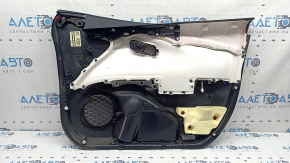 Обшивка дверей картка передня ліва Toyota Prius 50 Prime 17-22 чорна, вставка чорна шкіра, підлокітник шкіра чорний, подряпини