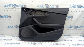 Обшивка дверей картка передня права Audi A4 B9 20-25 чорна, чорний підлокітник гума, вставка шкіра чорна, тички, подряпини
