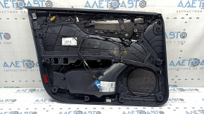 Обшивка дверей картка передня права Audi A4 B9 20-25 чорна, чорний підлокітник гума, вставка шкіра чорна, тички, подряпини