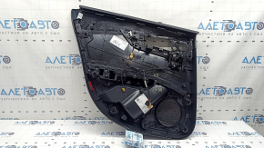 Обшивка двери карточка задняя правая Audi A4 B9 20-25 черная, черный подлокотник резина, вставка черная кожа, без шторки, царапины