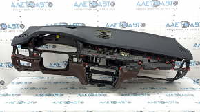 Торпедо передняя панель с AIRBAG BMW X5 F15 14-18 кожа черный верх, коричневый низ Dakota, под проекцию, с подсветкой, царапина, надрыв