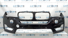 Бампер передний голый BMW X5 F15 14-18 под 2 парктроника, омыватели фар, черный, тычки, вмятины, нештатные отверстия