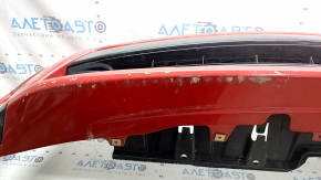 Бампер передний в сборе Toyota Prius 30 12-15 рест, красный, с заглушками буксир крюка, решетками, эмблемой, и каркасом, царапины, треснут, незаводские отверстия