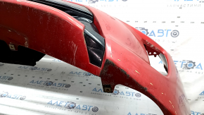 Бампер передний в сборе Toyota Prius 30 12-15 рест, красный, с заглушками буксир крюка, решетками, эмблемой, и каркасом, царапины, треснут, незаводские отверстия