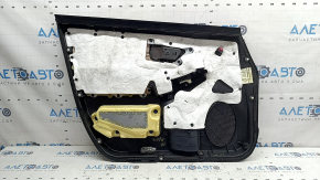 Обшивка двери карточка передняя правая Toyota Prius 30 10-15 черная, серая тканевая вставка, под химчистку, царапины