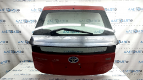Двері багажника голі зі склом Toyota Prius 30 12-15 червоний 3R3, з двома стеклами, з трапецією, повідцем, спойлером, стоп-сигналом, накладкою та емблемою, скло верхнє VITRO, обламаний пін підігріву