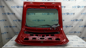 Дверь багажника голая со стеклом Toyota Prius 30 12-15 красный 3R3, с двумя стеклами, с трапецией, поводком, спойлером, стоп-сигналом, накладкой и эмблемой, стекло верхнее VITRO, обламан пин подогрева