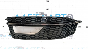 Решітка переднього бампера ліва Audi A4 B8 13-16 S-line, здвоєний хром молдинг