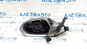 Дзеркало бічне ліве в зборі Audi A6 C7 12-18 14+2 пінів, під автосклад, BSM, поворотник, автозатемніння, срібло, без дзеркального елемента, надламаний корпус
