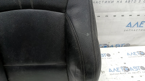 Обшивка спинки водительского сиденья BMW X3 F25 11-17 кожа черная с серой строчкой, Sport, под химчистку, заломы на коже