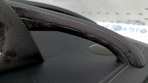 Обшивка двери карточка передняя правая в сборе BMW X3 F25 11-17 кожа черная, подлокотник кожа черная, вставка кожа черная, молдинг под дерево, с ручкой, Harman Kardon, царапины, облезла ручка, воздух на молдинге