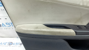 Обшивка двери карточка передняя левая Honda Insight 19-22 черная, серая вставка кожа, подлокотник кожа, с накладкой и управлением стеклоподъемника, под химчистку, вмятины на коже
