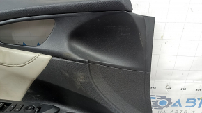 Обшивка двери карточка передняя левая Honda Insight 19-22 черная, серая вставка кожа, подлокотник кожа, с накладкой и управлением стеклоподъемника, под химчистку, вмятины на коже